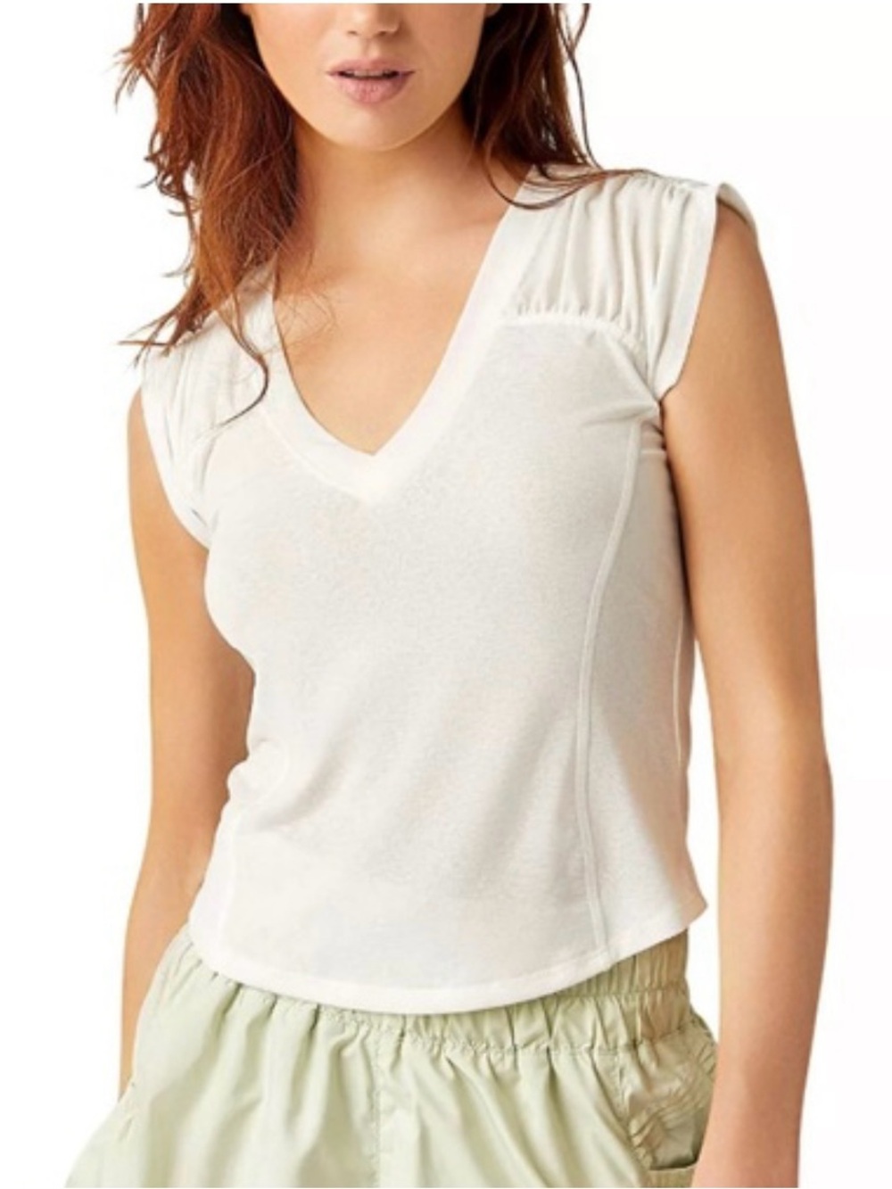 Free People Movement True North V-Neck Ruched Top Size Small